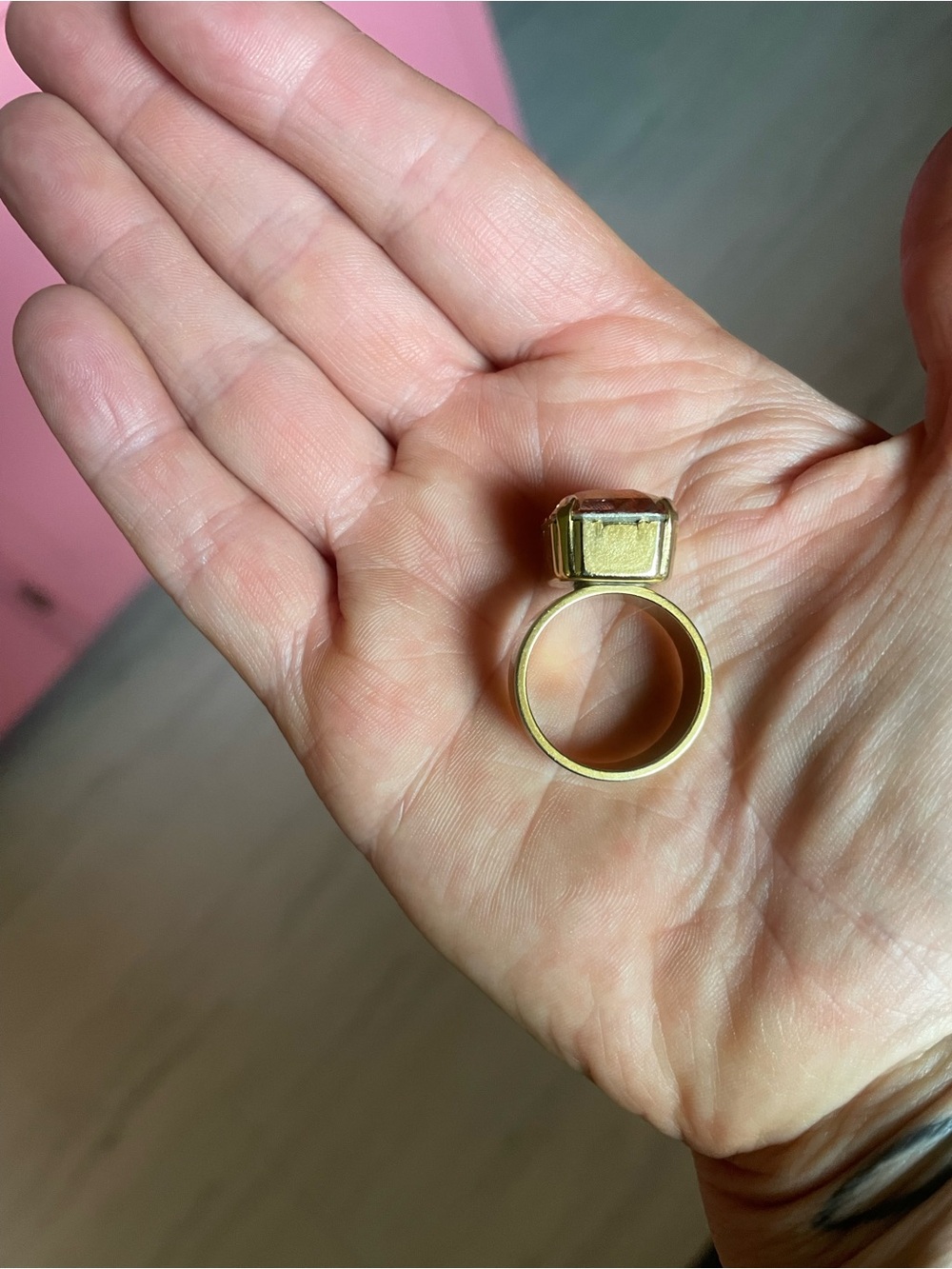 Tova Light Lemon Rose Cocktail Ring with gold plated setting - Picture 3 of 4